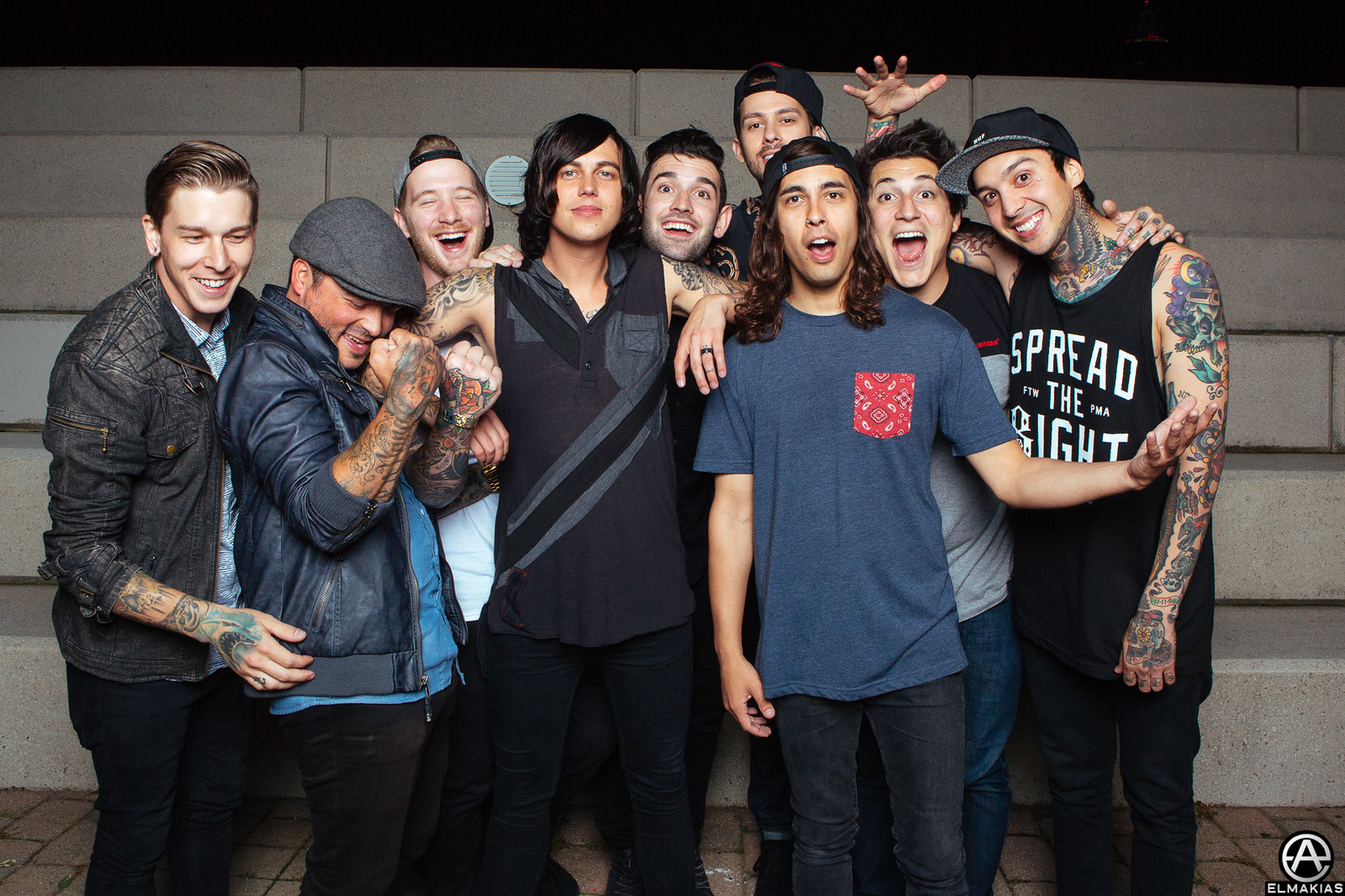 Pierce The Veil and Sleeping with Sirens candid photo from The World Tour shoot