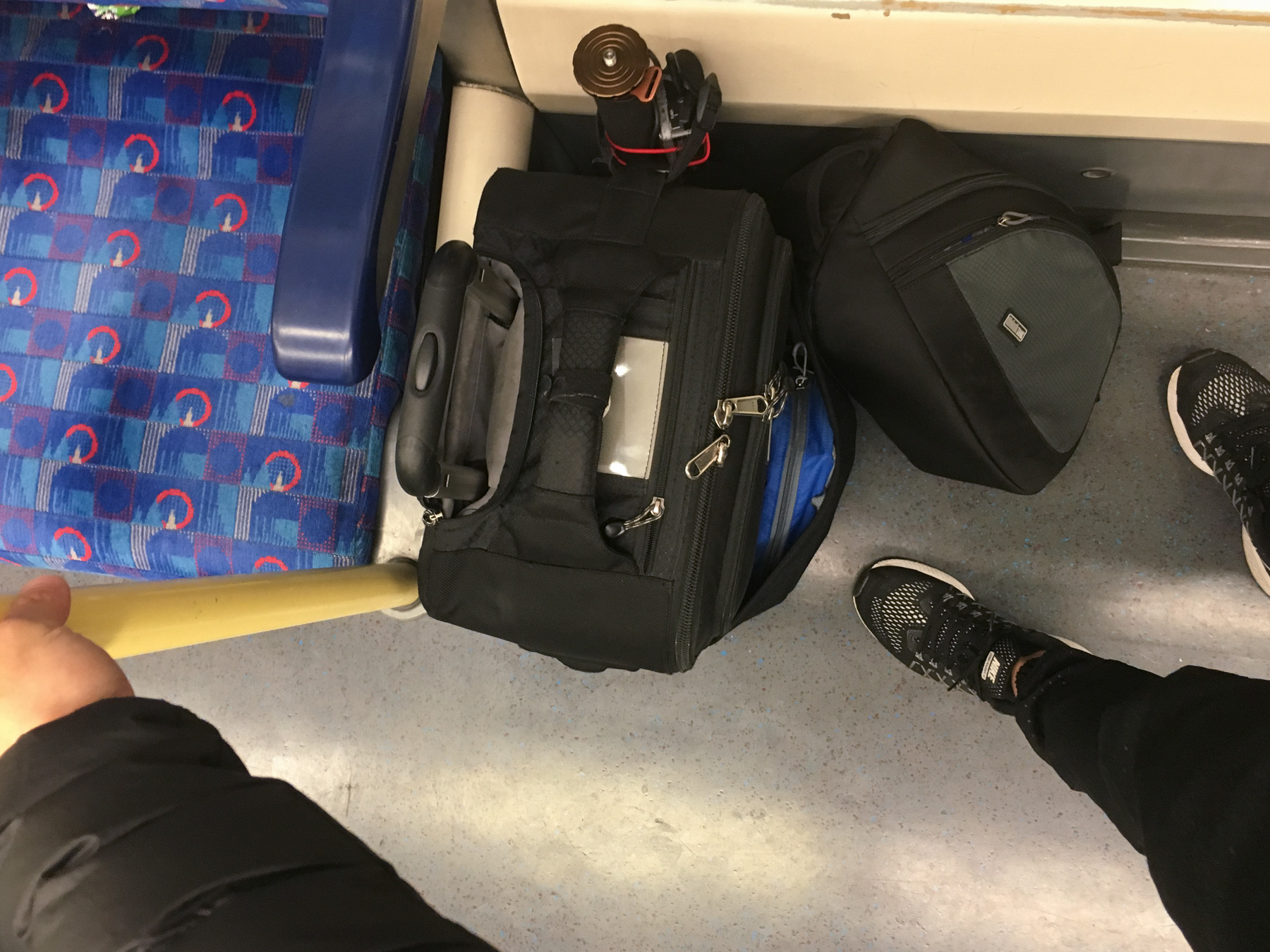 Tube ride with my Think Tank bags 