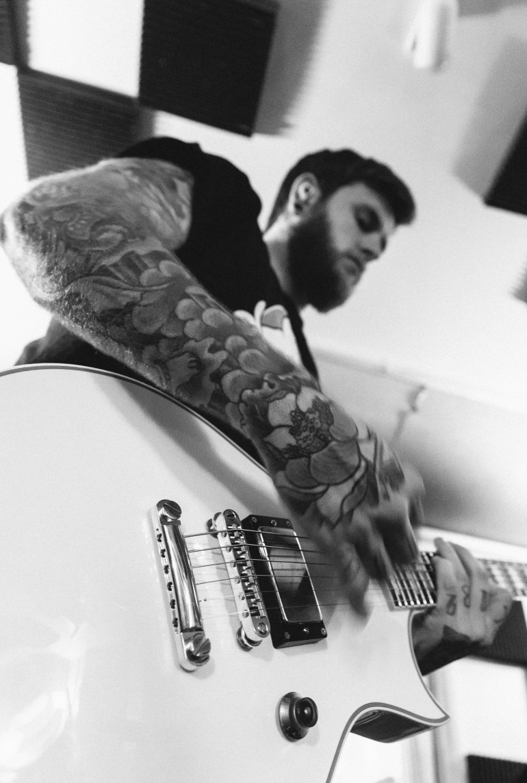 Neil on guitar - A Day To Remember in Studio