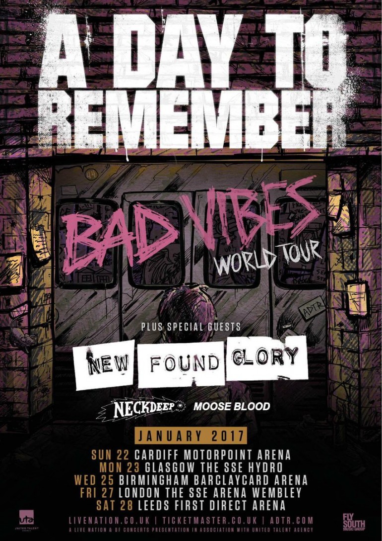 A Day To Remember UK Arena Tour Poster
