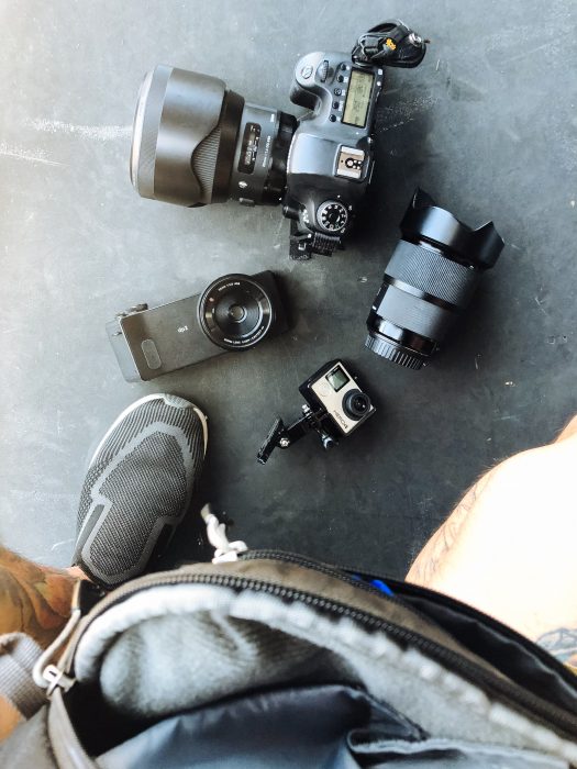 This my setup, Canon 6D with Sigma 20mm, Sigma 85mm, Sigma dp2 Quattro and a GoPro 